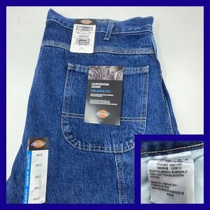 Dickies Mens‎ Relaxed Fit Carpenter Jeans Blue 40x32 Utility Pockets New Tags